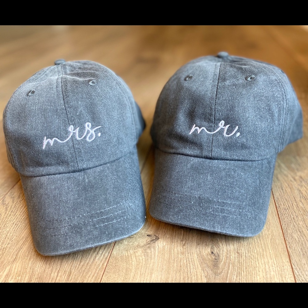 Mr. and Mrs. Baseball Style Caps Charcoal